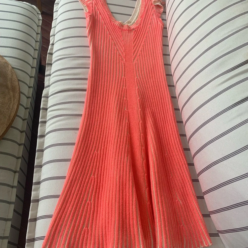 Free People Hot Off The Press Stretch Ribbed Sweater Dress Pink XS Pink‎ NWOT
